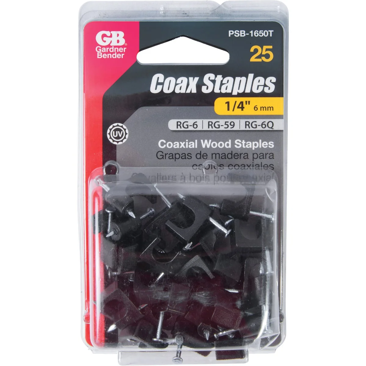 Crafted Gardner Bender 1 4 In. UV-Resistant Poly Black Coaxial Staple 25-Count Premium
