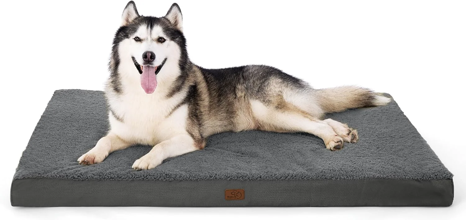 Reusable Bedsure XXL Dog Bed for Large Dogs – Orthopedic Flat Giant Pet Beds with Removable Washable Cover Jumbo Egg Crate Foam Mat Suitable for Pet Up to 150 lbs Detailed
