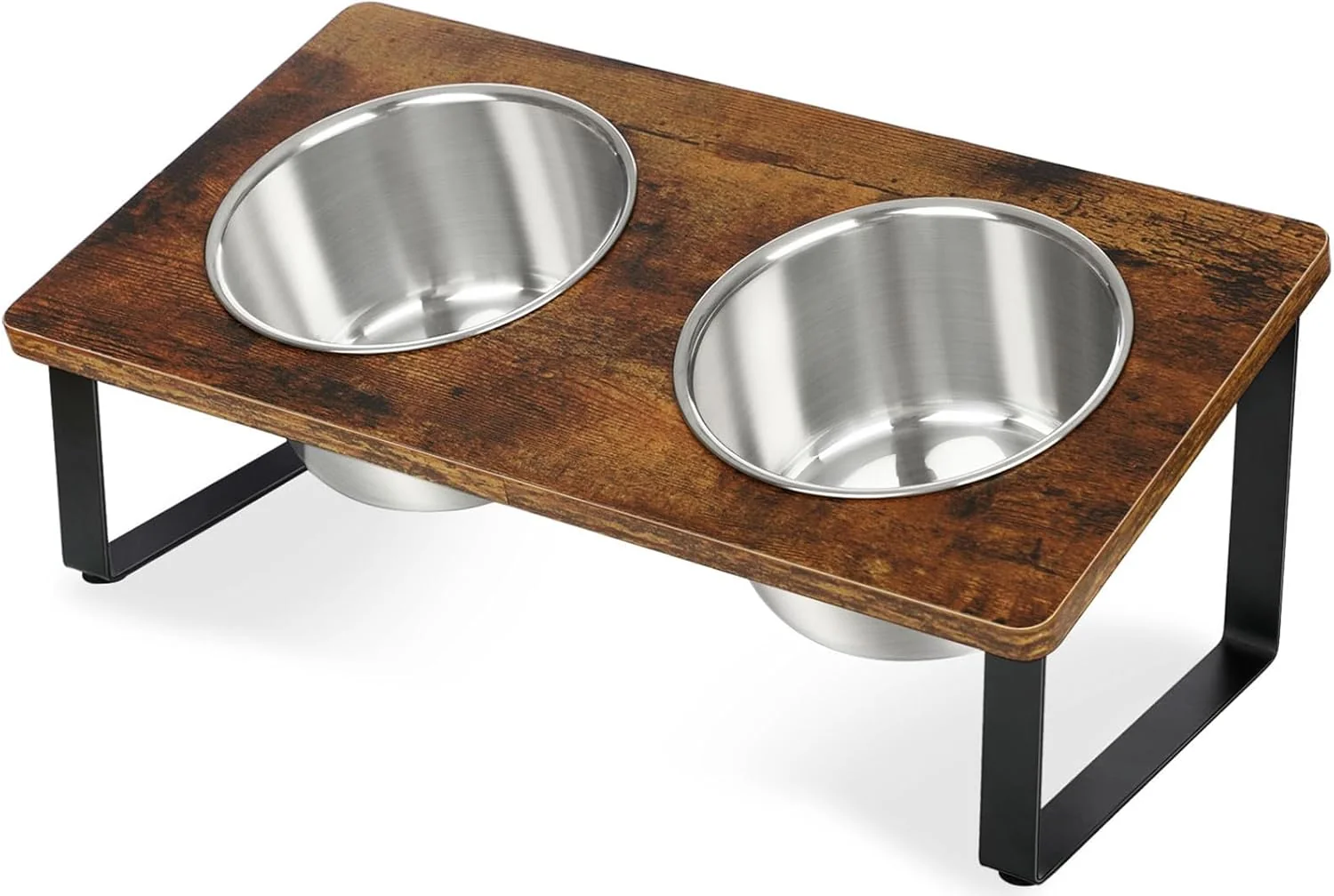 Fast d Dog Bowls for Small Medium Wood Dogs Raised Bowl Stand with 2 Stainless Steel Deep Dog Food and Water Bowls Anti Vomit Non-Slip Feeding Dishes Tilted，3 inches in Height 40oz Genuine