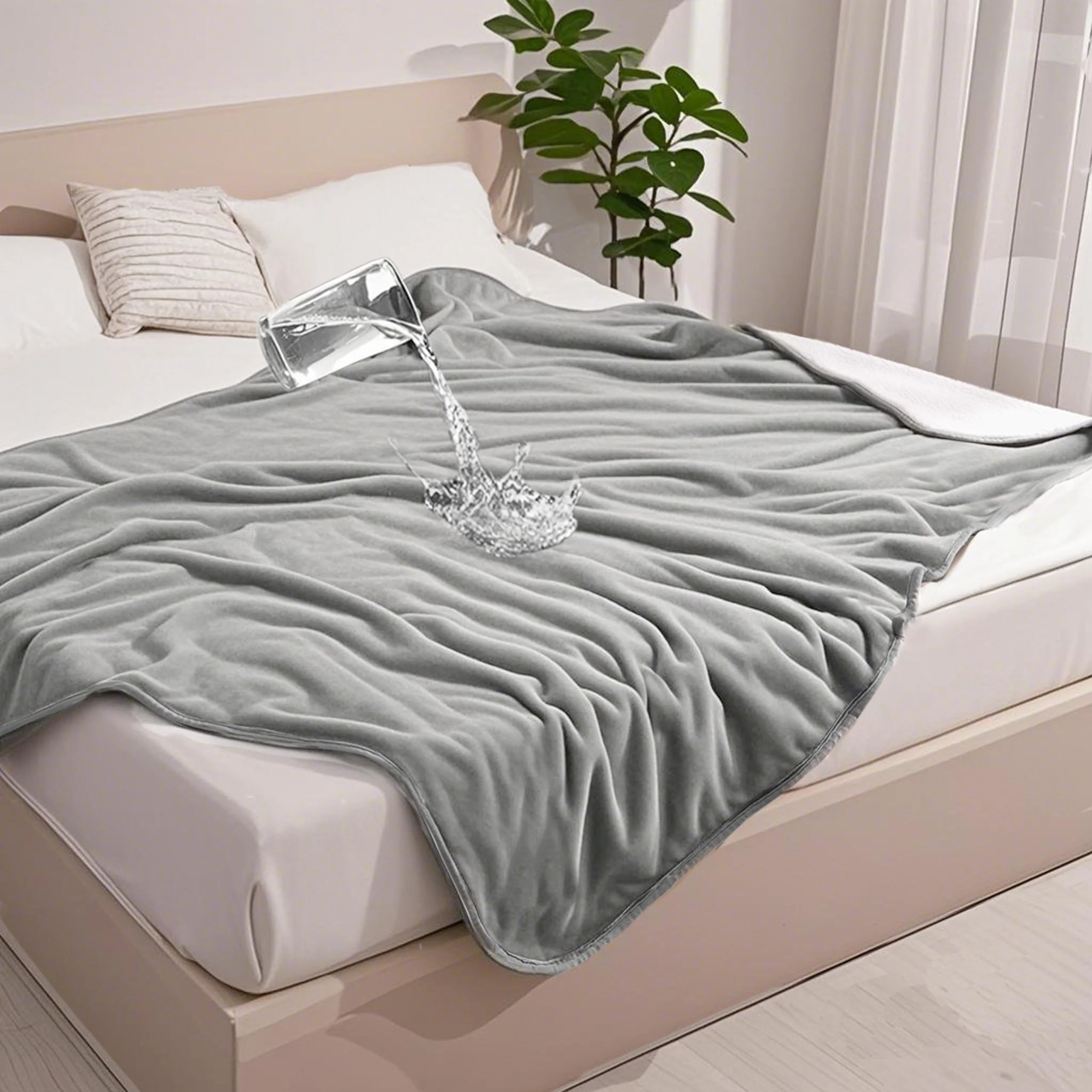 Soft gogobunny Waterproof Bed Blanket Reversible Sherpa Fleece Throw for Pets 90×108 in Consistent