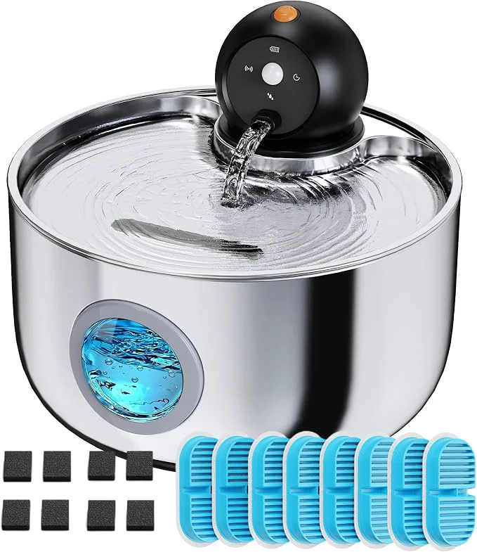 Organic Cordless Cat Water Fountain Wireless Battery Powered Pet Water Fountains Convenient