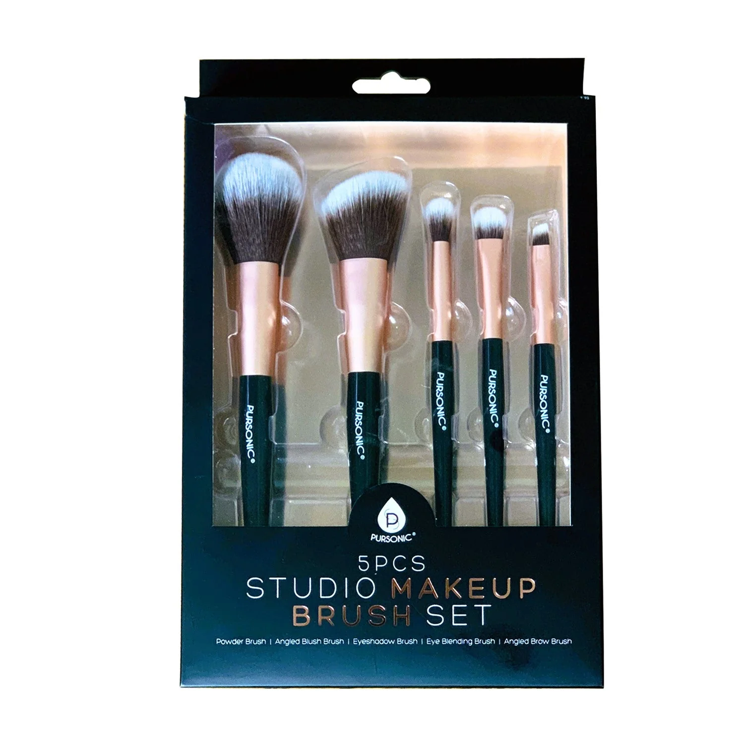 Premium Material 5 Pcs Studio Makeup Brush Set Black Modern