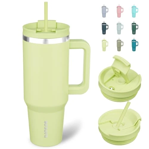 Traditional 40 oz Insulated Tumbler with Handle Straw Effective