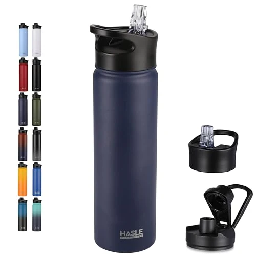 Elegant Insulated Water Bottle 22 oz Double Wall Stainless Steel Water Bottle Wide Mouth with Straw Lid Spout Lid Keeps Cold or Hot Exceptional