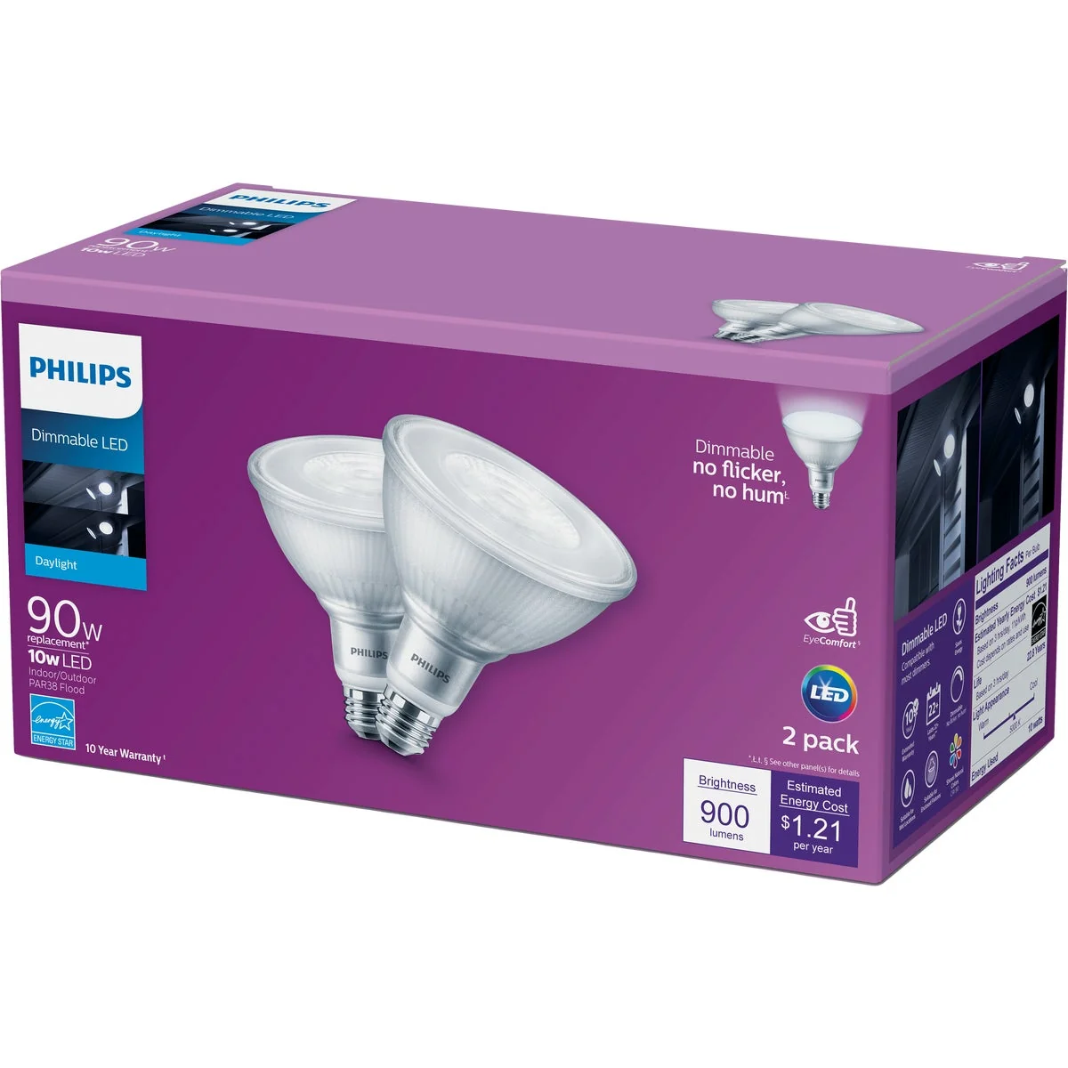 Effective Philips 90W Equivalent Daylight PAR38 Medium Dimmable LED Floodlight Light Bulb 2-Pack Original Design