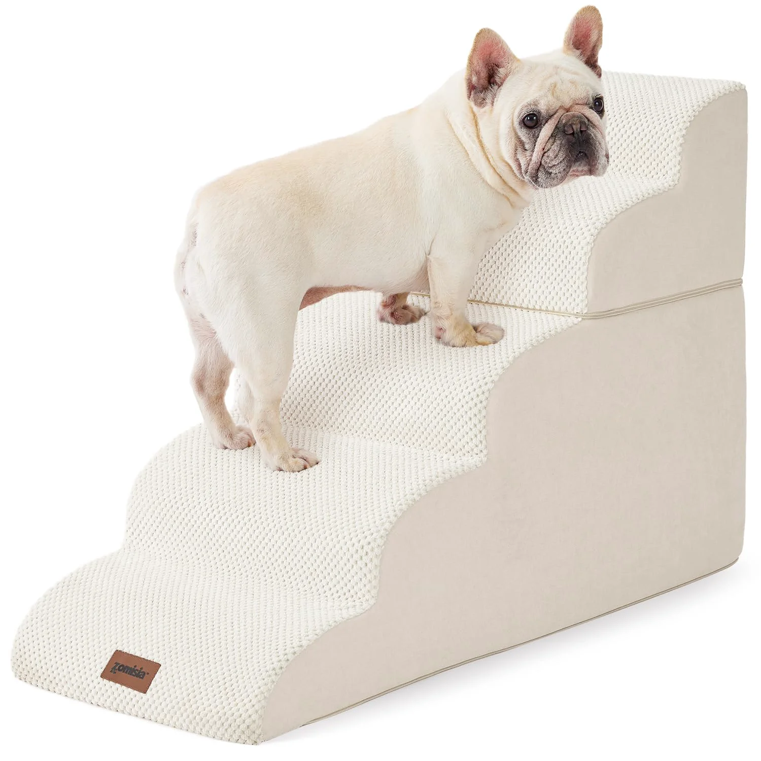 Premium ZOMISIA Dog Stairs for High Beds – 5-Step Foam Pet Steps with Non-Slip Bottom Recyclable