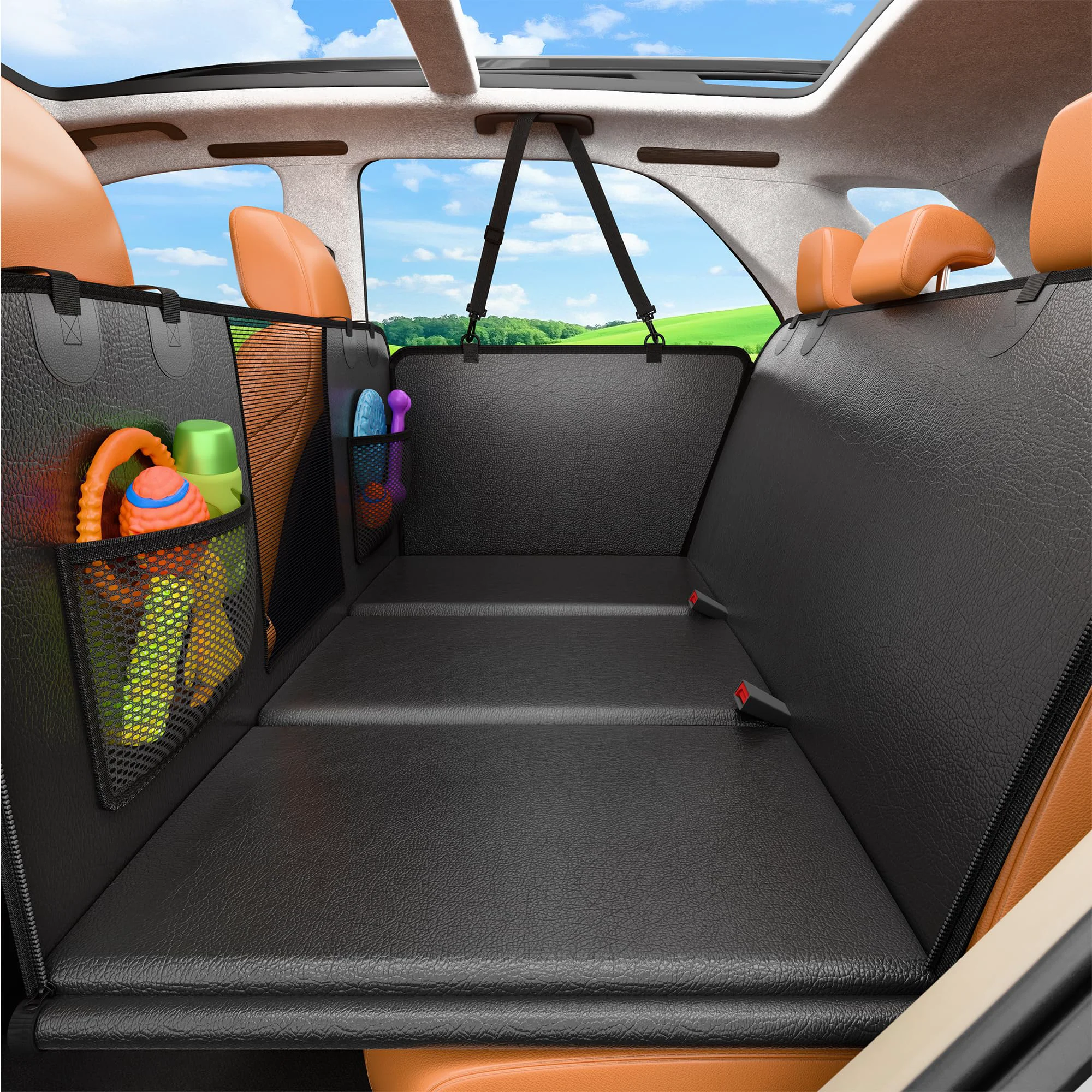 Quality URPOWER PU Leather Back Seat Extender for Dogs — Waterproof Anti-Scratch Car Hammock 550 lbs World-Class