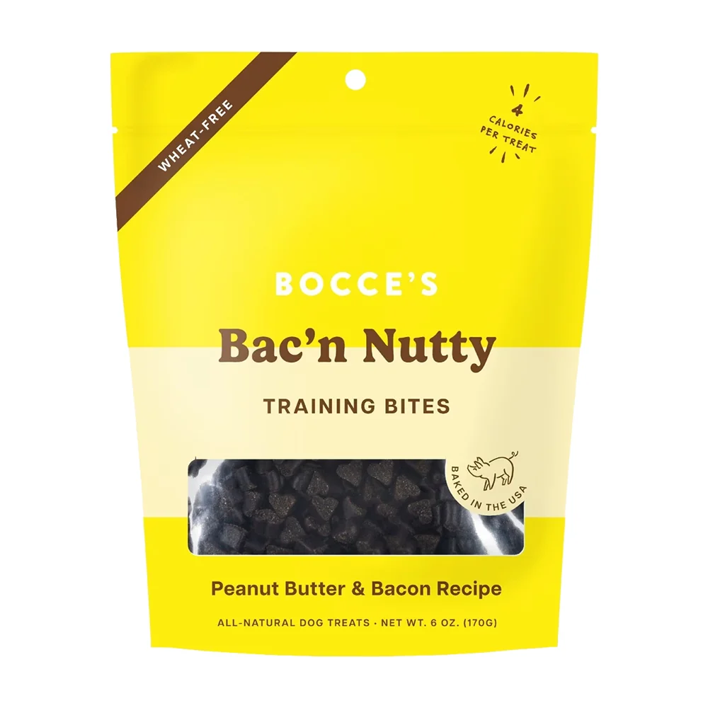 Casual Bocce’s Bakery Bac’n Nutty Training Bites Dog Treats Peanut Butter Bacon 6-oz Professional