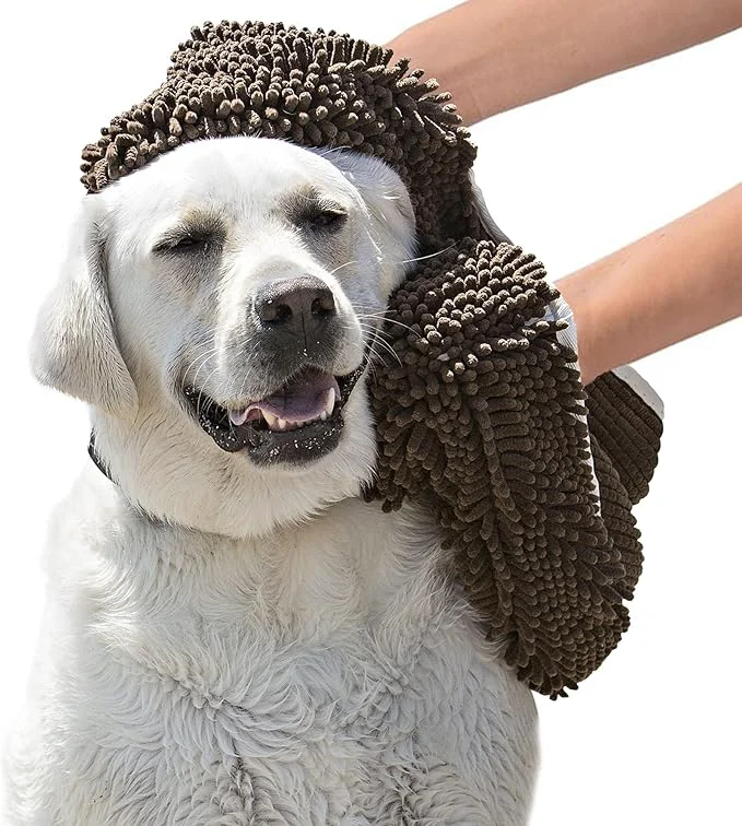 Durable Soggy Doggy Super Shammy Dog Towel – Absorbent Microfiber Chenille Pet Towel for Drying Wet Dogs Paws Quick Dry Dog Shammy with Hand Pockets Machine Washable – Chocolate Oatmeal Trim 31 x 14 About ThisOverview Breathable
