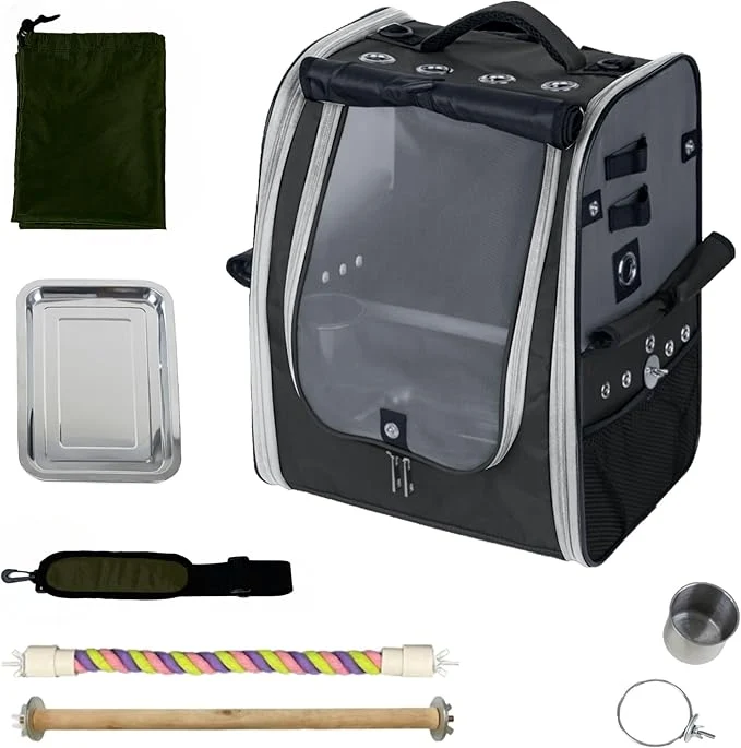 Functional Birds Day Bird Carrier Backpack-Parrot Travel Cage Organic