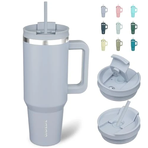 World-Class 40 oz Insulated Tumbler with Handle Straw Elegant