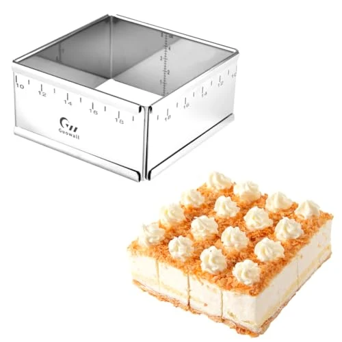Genuine Stainless Steel Extensible Cake Ring Detachable Square Cake Mold Mousse Ring Nonstick Cheesecake Mould Pastry Shaping for Baking Durable