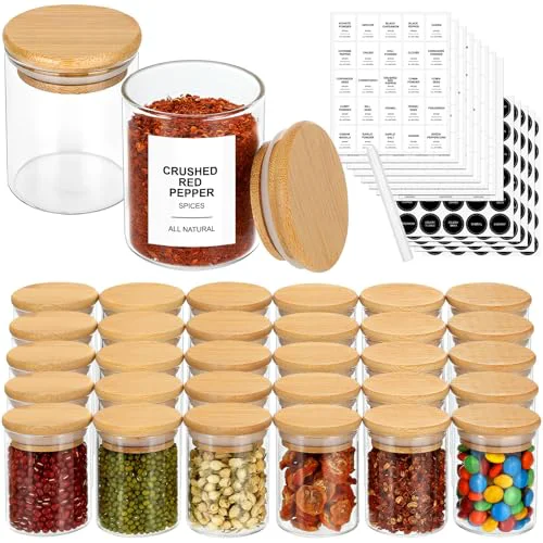 Verified 4OZ Glass Spice Jars with Bamboo Lids and 315 Labels Outstanding