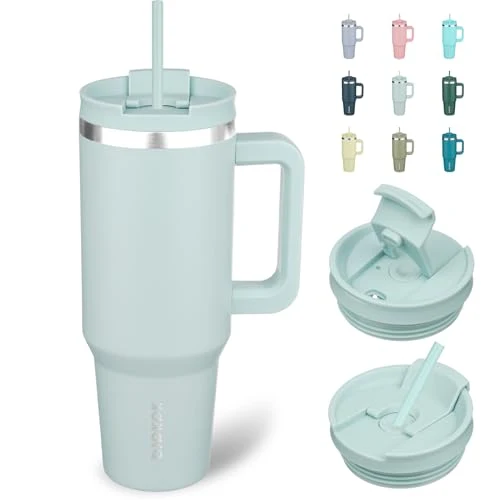 Crafted 40 oz Insulated Tumbler with Handle Straw Functional