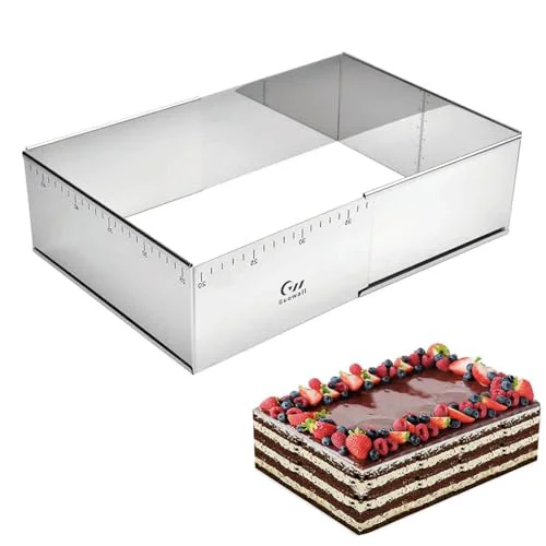 Healthy Rectangular Cake Ring Mold Stainless Steel Heavy Duty Adjustable Tiramisu Pan Big Size Extensible Pastry Shaping Mould for Baking Traditional