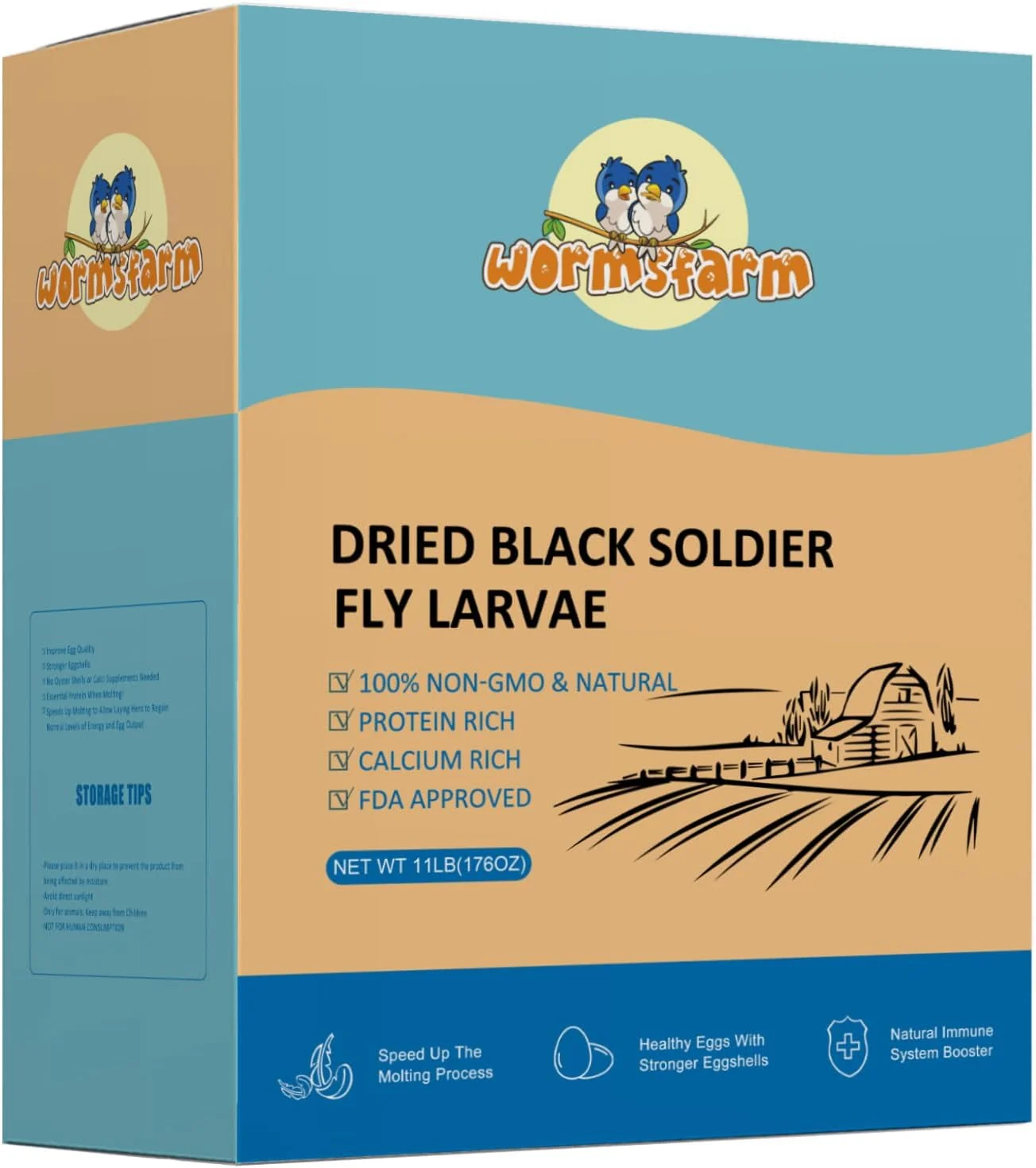 Sustainable 11LB Dried Black Soldier Fly Larvae Chicken Feed More Calcium Than Mealworms for Chickens Laying Hens Blue Birds Fashionable
