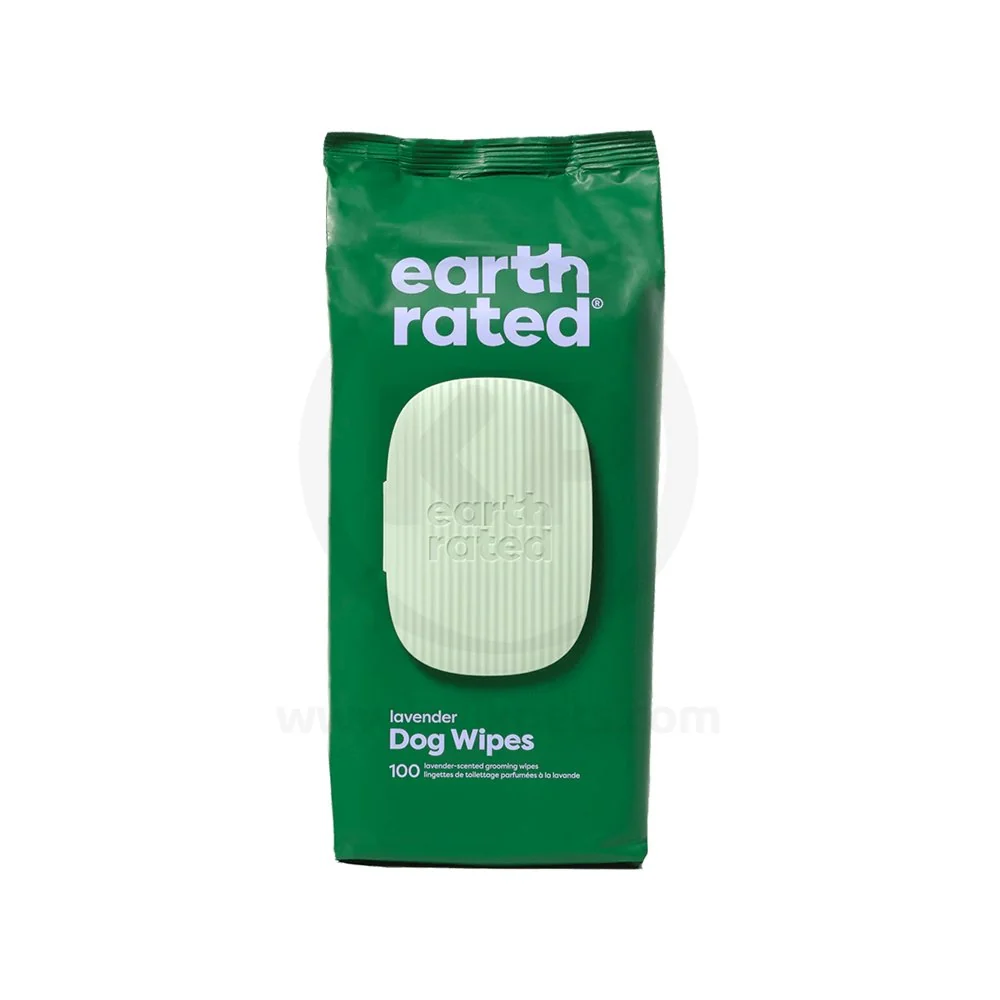 Reusable Earth Rated Textured Thick Hypoallergenic Lavender Scented Dog Grooming Wipes 100 Count Natural