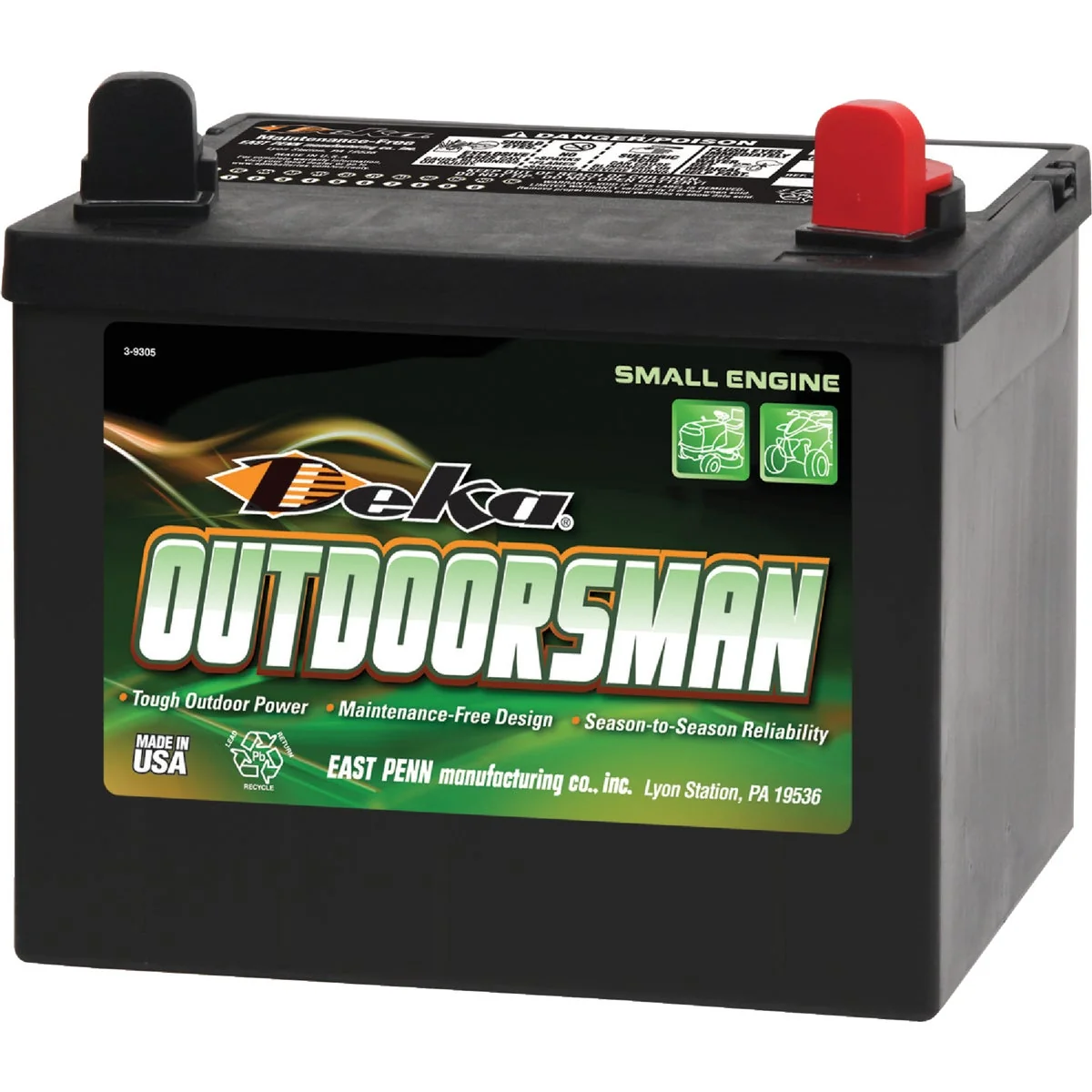 Smart Deka Outdoorsman 12-Volt Lawn Garden 300 CCA Small Engine Battery Right Front Positive Terminal Convenient