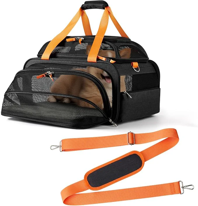 Flexible 18×13.5×9 TSA top and 1 Side Expandable pet Carrier Efficient