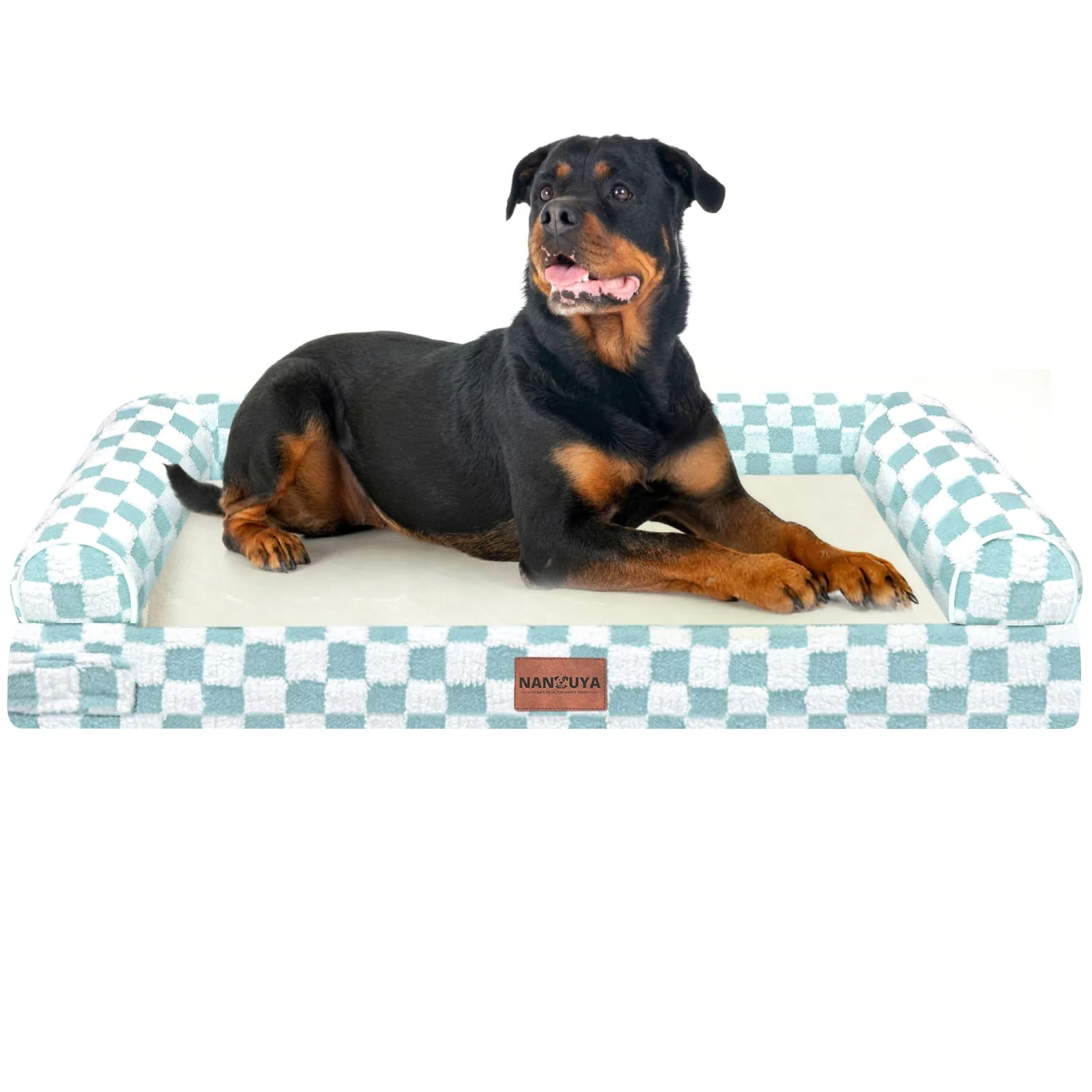 Comfortable NANUYA Large Dog Bed Orthopedic Washable – XXL XL Green Grid Flexible
