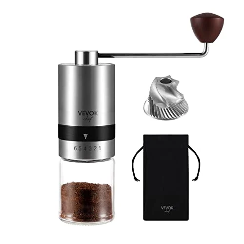 Efficient Manual Coffee Grinder Stainless Steel Burr Grinder 6 External Adjustable Setting Vintage Hand Coffee Grinder Portable Hand Crank Conical Coffee Bean Grinder Mill for Home Stylish