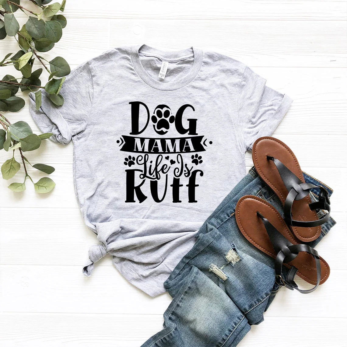 Stylish Dog Mama Life Is Ruff T-Shirt Pure