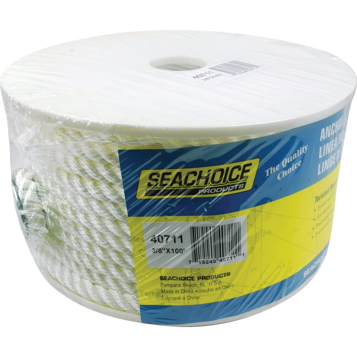 Authentic Seachoice 3 8 In. x 100 Ft. 3-Strand Twisted Nylon Anchor Line High-Grade
