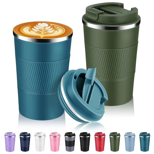Advanced 13 oz Stainless Steel Insulated Travel Coffee Mug with Fip Lid Bulk 2 Pack 2 Count Versatile