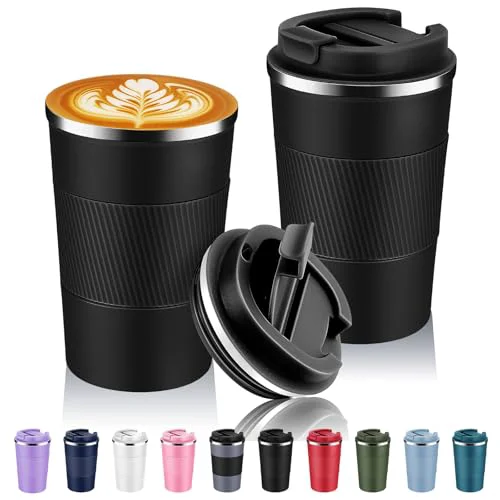 World-Class 13 oz Stainless Steel Insulated Travel Coffee Mug with Fip Lid Bulk 2 Pack 2 Count User-Friendly