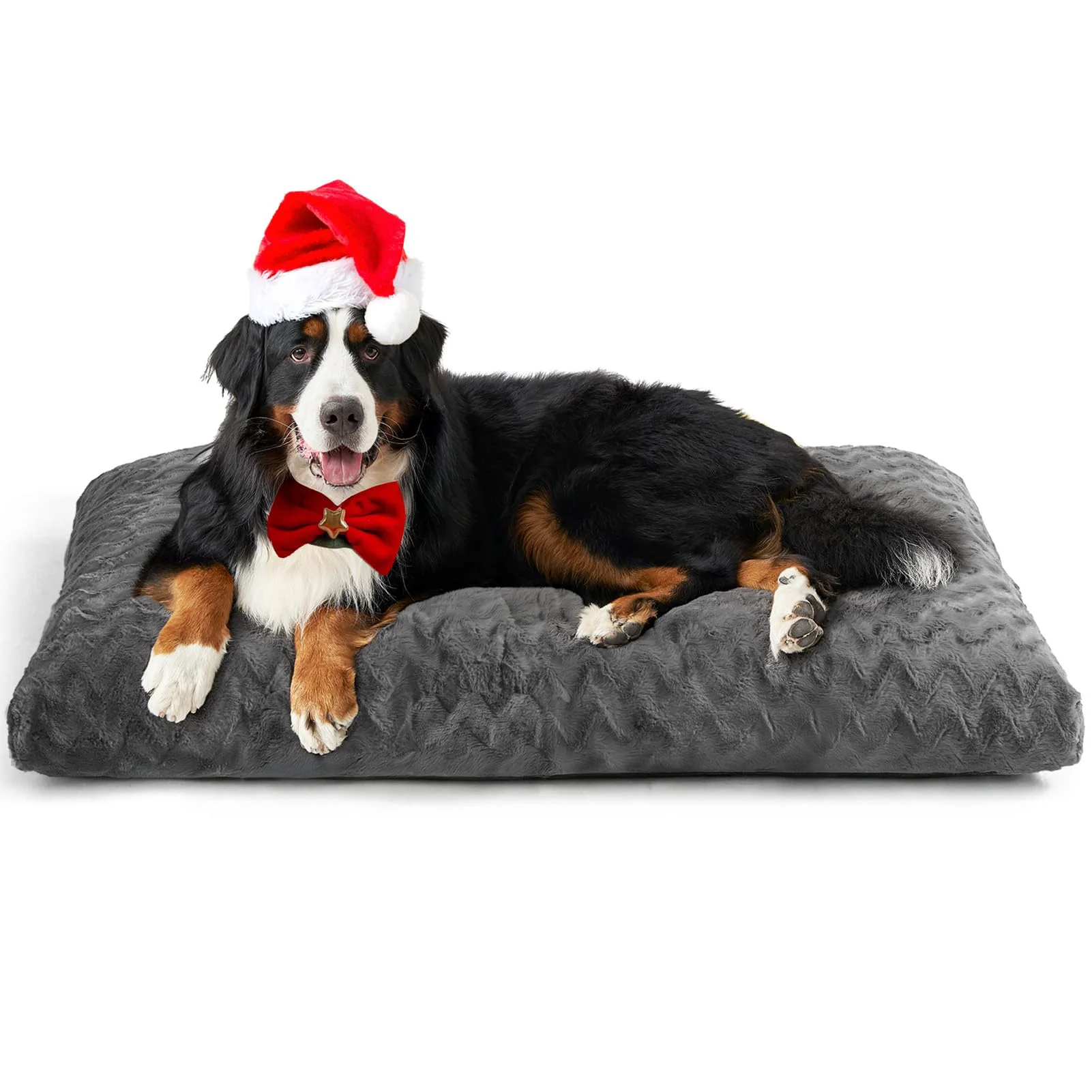 Unique EHEYCIGA Washable Dog Crate Bed for Extra Large Dogs — Reversible Plush Faux Fur XXL Mattress 47 x 29 x 4 in Charcoal Green