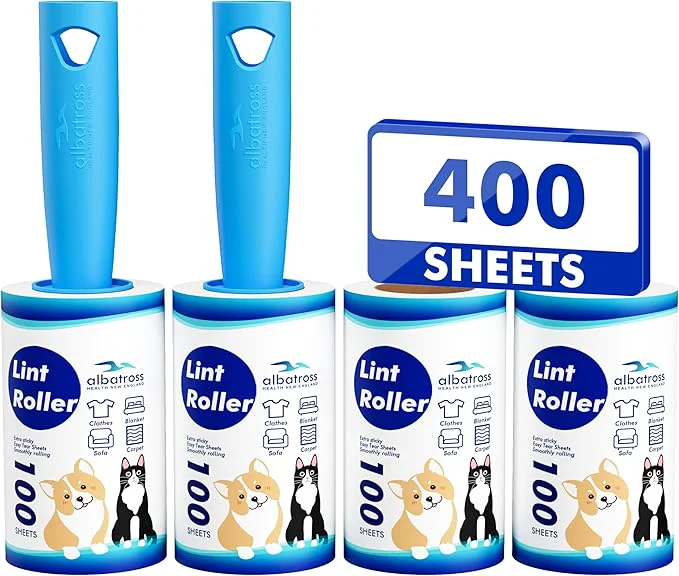 Eco-Friendly Extra Sticky Lint Roller Mega Value Set 400 Sheets for Pet Hair Removal Dog and Cat Lint Remover for Clothes Furniture CarpetAbout ThisOverview Green
