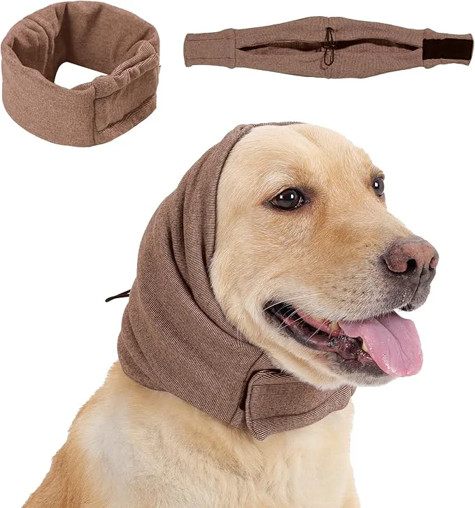 Practical Dog Calming Hoodie No Shake Ear Wraps for Dogs Adjustable Dog Ear Muffs for Noise Protection Ear Wrap Head Cover for Head Warp Anxiety Relief Hematoma Grooming and Force DryingAbout ThisOverview Sustainable
