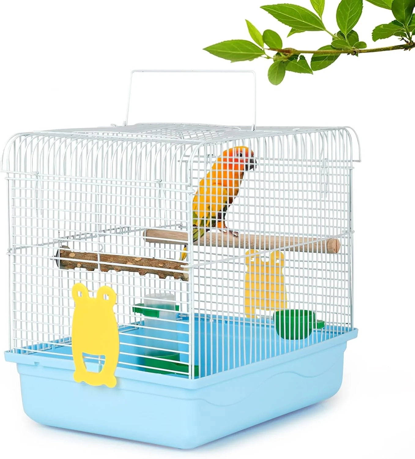 Advanced Small Bird Cage Lightweight for Parakeets Hanging for Parrot Travel for Cockatiel Outdoor Budgie Pet Products Flat Top Economy Small Animal Cage with Stand Accessories with White Wire Blue Easy-to-Use