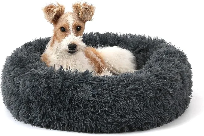 Flexible NOYAL Calming Donut Dog Bed for Small to Medium Dogs Cats – Plush Faux Fur Anti-Anxiety Pet Bed with Machine Washable Cover Non-Slip BaseAbout ThisOverview Green
