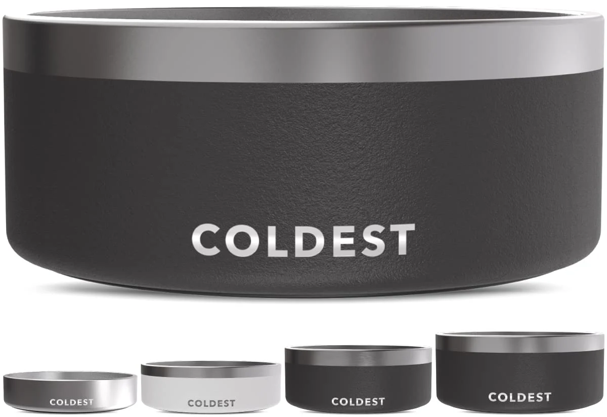 Advanced Coldest Water 100 oz Stealth Black 3-Layer Insulated Dog Bowl – Anti-Rust Non-Slip Spill-Proof Dishwasher Safe Clean