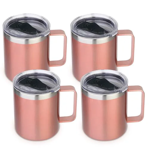 User-Friendly 14oz Insulated Stainless Steel Coffee Mug with Lid Bulk 4 Pack 4 Count Classic