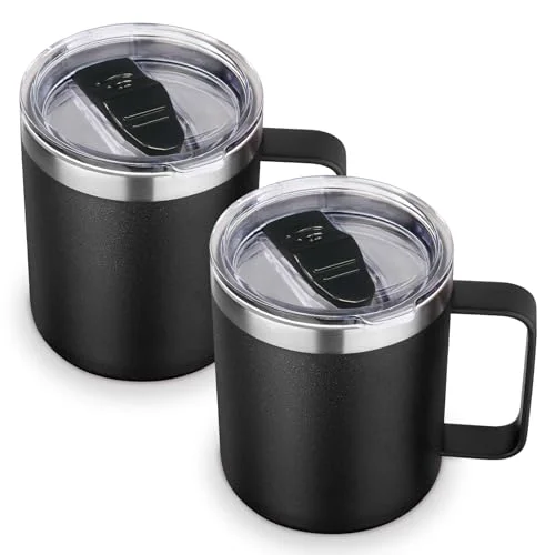 Specialty 14oz Insulated Stainless Steel Coffee Mug with Lid Bulk 2 Pack 2 Count Reliable