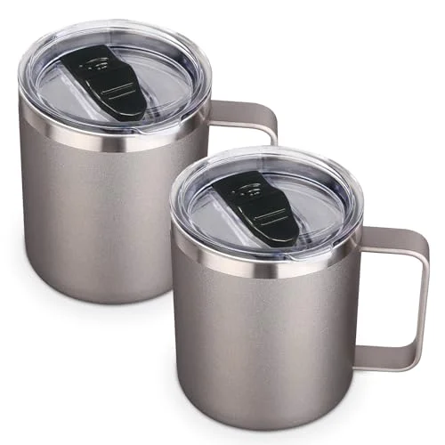 Next-Generation 14oz Insulated Stainless Steel Coffee Mug with Lid Bulk 2 Pack 2 Count Premium Material