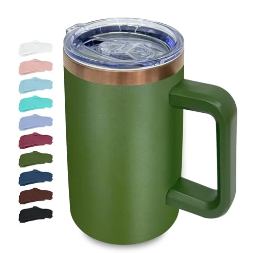 Durable 22oz Insulated Coffee Mug Bulk with Handle and Lid Army Green Authentic