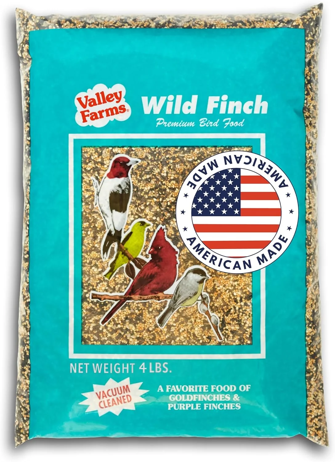 Casual Valley Farms Wild Finch Mix 4 LB Wild Bird Food for Outside Feeders Wild Bird Seed with Millet and Chopped Sunflower Hearts for Birds Finch Seed for Finch Feeders Sunflower Kernels Premium Material