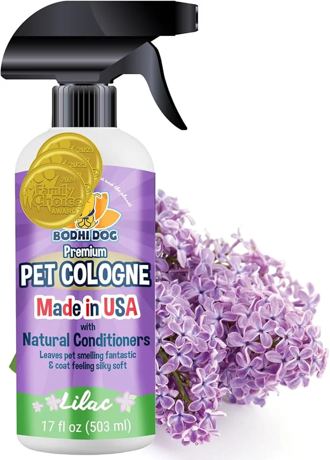 Original Design Bodhi Dog Premium Dog Cologne – Deodorizing Dog Perfume Conditioner for Dogs Cats – Natural Long Lasting Spray – Keeps Pets Fresh All Day – Gentle Safe Formula Made in USA Lilac 17 Fl Oz About ThisOverview Artisan