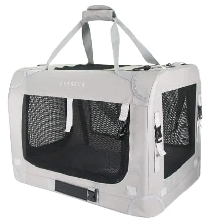 Efficient Petseek Extra Large Soft Sided Cat Carrier – 24×16.5×16 in 55 lb Grey 2 Covers Convenient