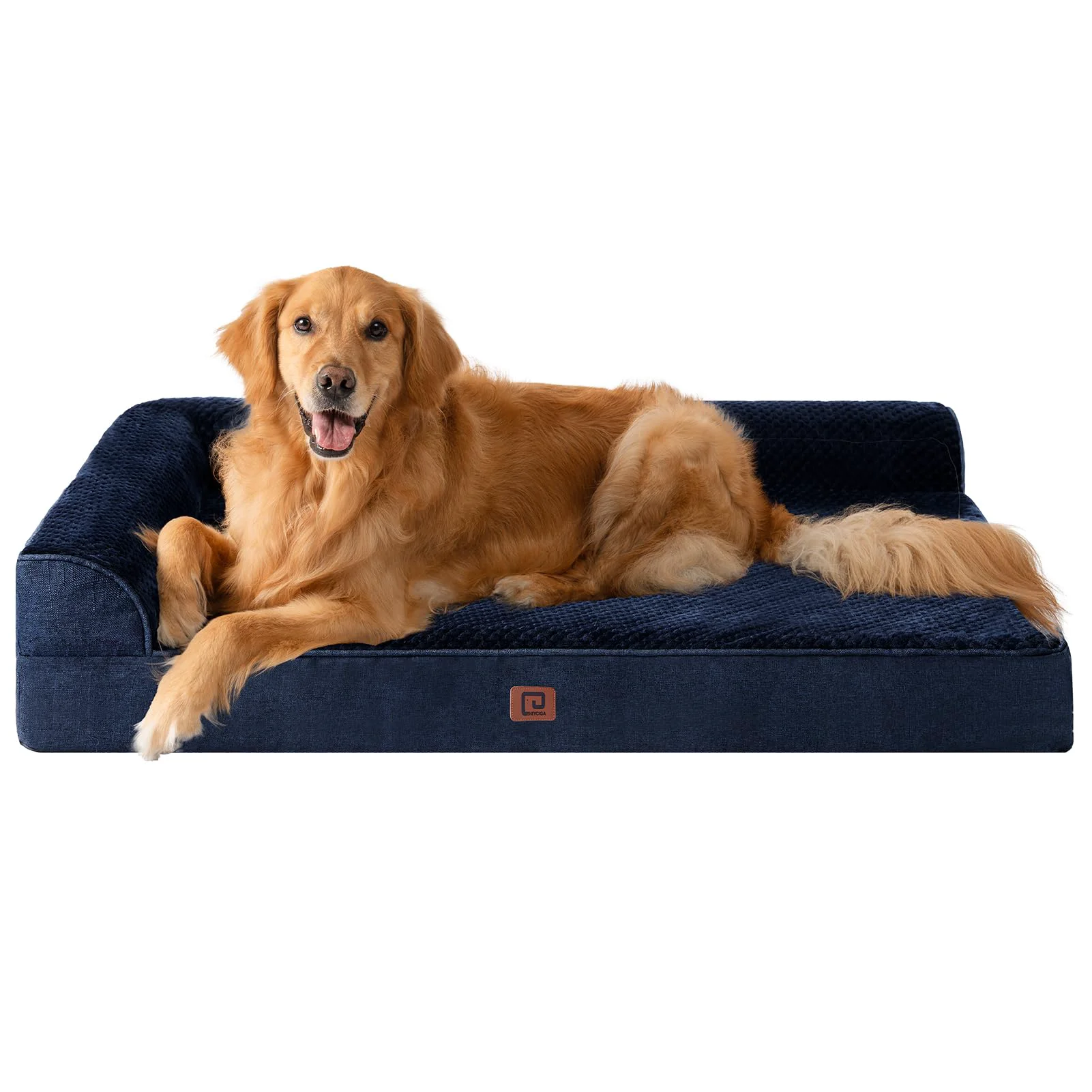 Safe EHEYCIGA Memory Foam Dog Bed XL – Orthopedic Waterproof Washable Cover 44x33x6 Inches Navy Blue High-End