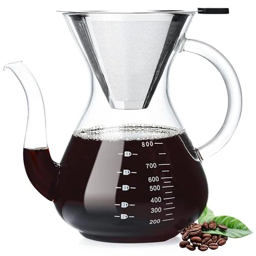 Premium Material Pour Over Coffee Maker with Double Stainless Filter 27 fl oz 27 Ounce Elite