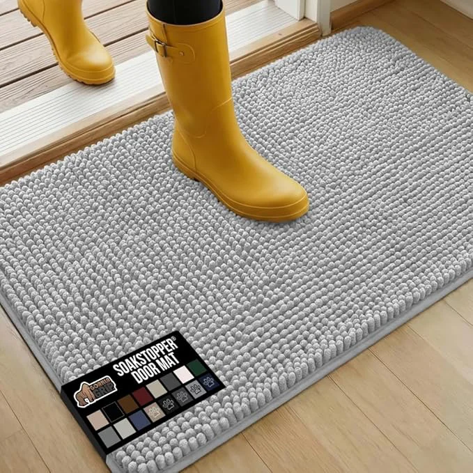 Professional GORILLA GRIP SoakSTOPPER Dog Door Mat 36×24 Machine Washable Rug Absorbent Doormat Captures Moisture Mud Dirt Quick Dry Soft Chenille Entryway Rugs Indoor Entrance Mats for Dog Paws Light GrayAbout ThisOverview Advanced
