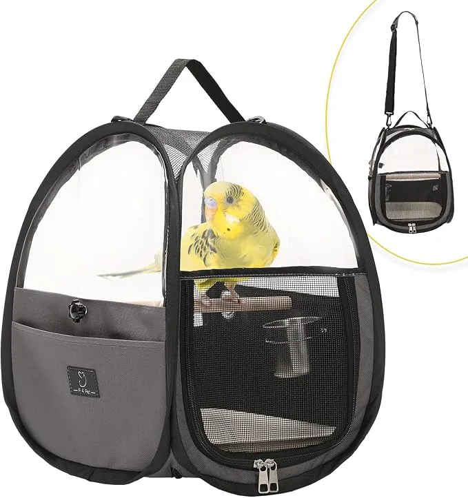 Superior Bird Carrier for Travel with Clear Windows Breathable Safe Fabric Lightweight Flexible