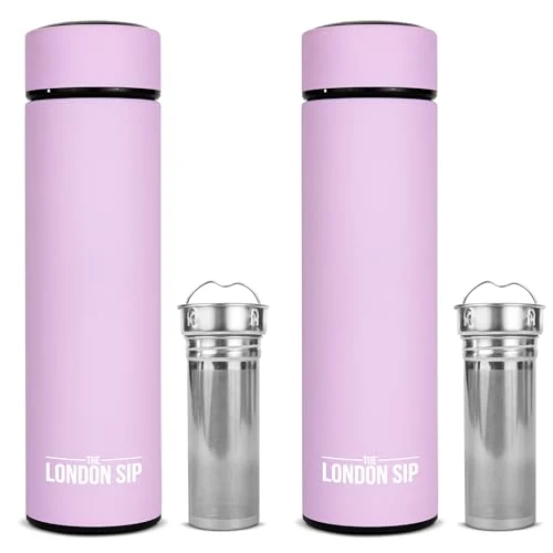 Green Multi Purpose Travel Mug and Tumbler Fruit Infused Flask Hot and Cold Double Wall Stainless Steel Thermos with Extra 2 Count Smart