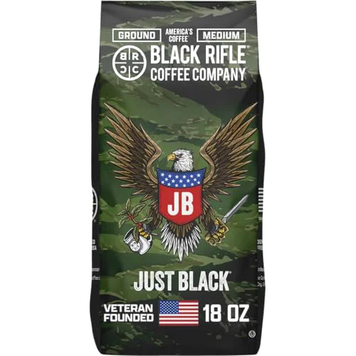 Prestigious Black Rifle Coffee Medium Roast Ground Coffee Just Black 18 oz 18 Ounce Modern