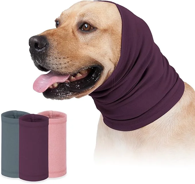 Classic Dog Calming Hoodie Head Wrap No Shake Anxiety Relief Quiet Thunder Vest for Dogs Ear Protection Head Muffs for Grooming Pet Covers for Fireworks Vet Visits Bathing Purple LAbout ThisOverview Stylish