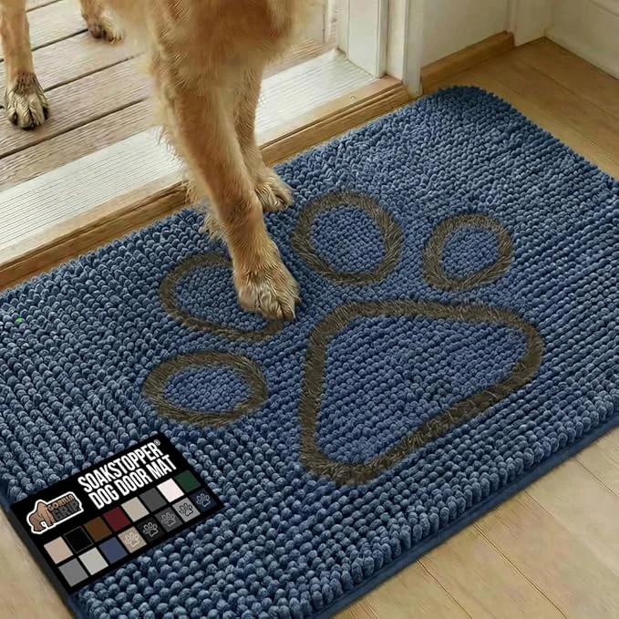 Reliable GORILLA GRIP SoakSTOPPER Dog Door Mat 36×24 Machine Washable Rug Absorbent Doormat Captures Moisture Mud Dirt Quick Dry Soft Chenille Entryway Rugs Indoor Entrance Mats for Dog Paws NavyAbout ThisOverview Green
